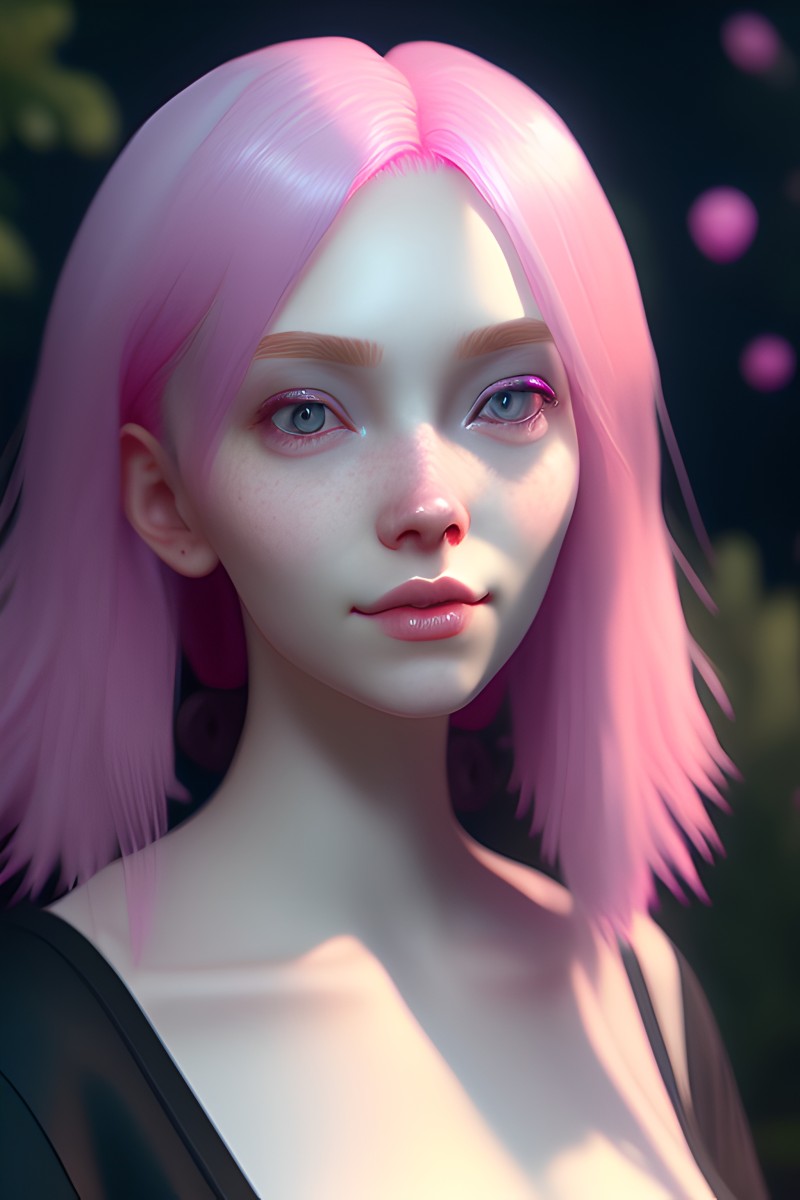 Pink Hair, Digital Art, AI Art, Women Wallpaper