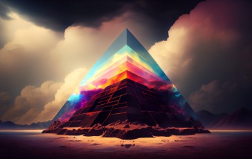 Pyramid, Colorful, Clouds, Spectrum, Desert Wallpaper