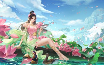 Feet, Pink Flowers, Barefoot, Video Games Wallpaper