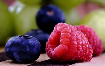 Fruit, Closeup, Still Life, Blueberries, Raspberries Wallpaper