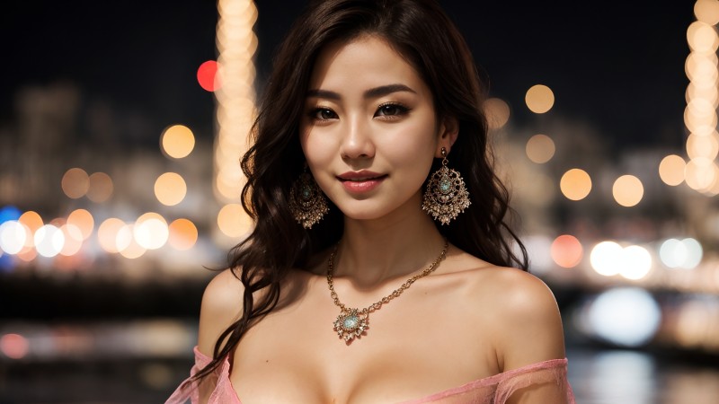 AI Art, Women, Model, Face, Asian Wallpaper