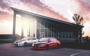 Car, Mitsubishi Lancer Evolution IX, Sunlight, Clouds Wallpaper