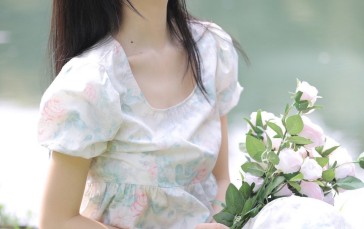 Flower Dress, Women, Model, Asian Wallpaper