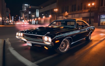 AI Art, Car, City, Night, Dodge Wallpaper
