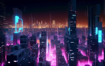 AI Art, City, Skyline, Cyberpunk Wallpaper