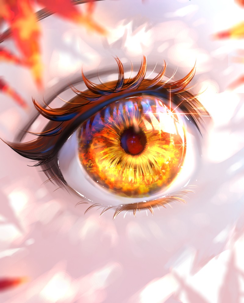 Anime Girls, Eyes, Reflection, Closeup, Multi-colored Eyes, Colorful Wallpaper