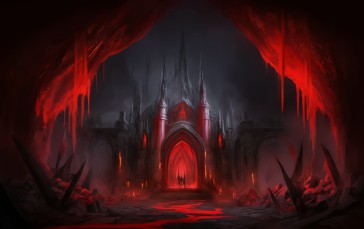 Cathedral, AI Art, Building, Stairs Wallpaper