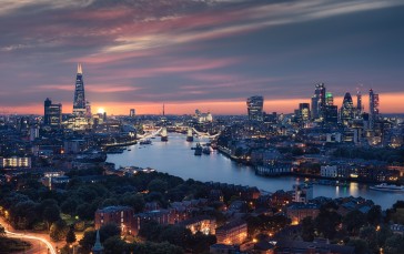 Landscape, Sunset, London, Cliff, City, City Lights Wallpaper