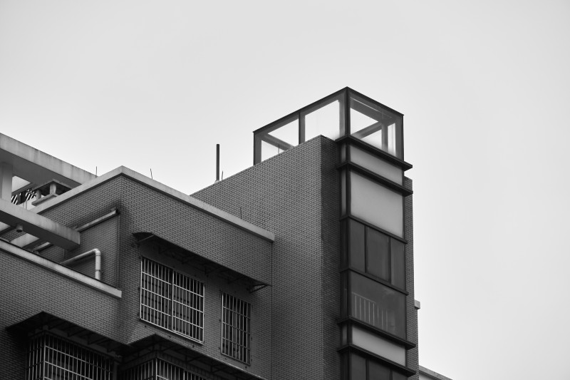 Building, Rooftops, Low Saturation, Monochrome Wallpaper