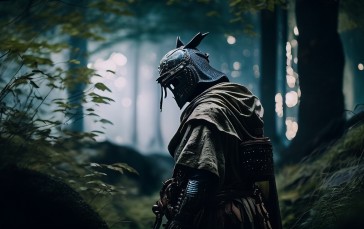 Samurai, Forest, AI Art, Trees, Armor Wallpaper