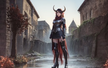 Fantasy Girl, Demon Hunter, Fantasy Art, Digital Art Wallpaper