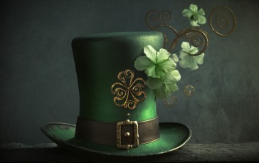 AI Art, Illustration, Hat, Green, Irish , Simple Background Wallpaper