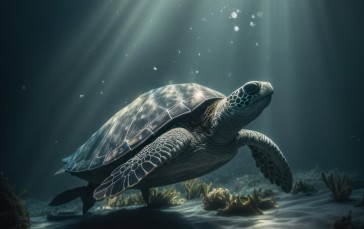 AI Art, Turtle, Underwater, Sea Floor, Portrait Display, Animals Wallpaper