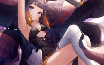 Anime Girls, Takodachi, Hololive, Ninomae Ina’nis, Legs Crossed, Tentacles Wallpaper