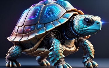 AI Art, CGI, Turtle, Digital Art, Animals, Closeup Wallpaper