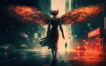 AI Art, Illustration, Angel, Demon, Wings Wallpaper