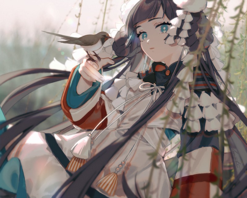 Beautiful Anime Girl, Sparrow, Lolita, Anime Wallpaper