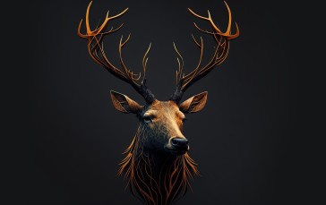 Deer, AI Art, Digital Art, Simple Background, Animals Wallpaper