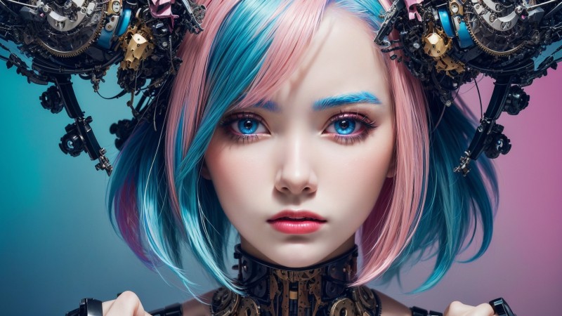 AI Art, Women, CGI, Blue Eyes Wallpaper