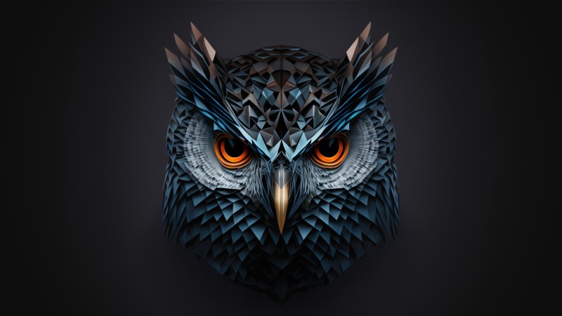 Owl, Symmetry, Gradient, AI Art Wallpaper