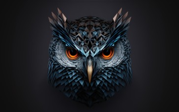 Owl, Symmetry, Gradient, AI Art Wallpaper