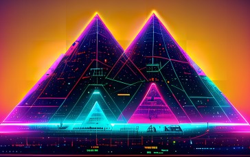 Neon, Pyramid, AI Art, Colorful, Simple Background Wallpaper