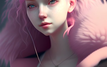 Pink Hair, AI Art, Digital Art, Stable Diffusion, Women, Portrait Display Wallpaper