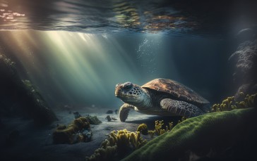 AI Art, Animals, Turtle, Underwater, Sea Floor, Water Wallpaper