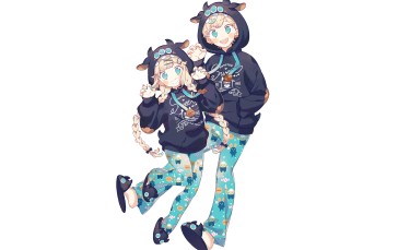 Anime Twins, Cute, Matching Outfit, Hoodie, Blonde Wallpaper