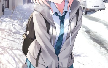Anime, Anime Girls, Schoolgirl, School Uniform, Pink Hair, Blue Eyes Wallpaper