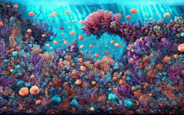 Underwater, Digital Art, Fish, Jellyfish, Algae Wallpaper