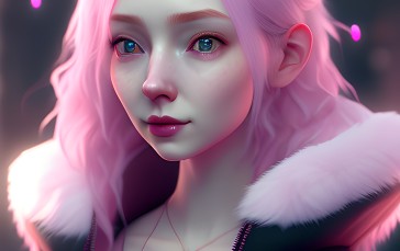 Pink Hair, AI Art, Digital Art, Stable Diffusion, Portrait Display Wallpaper