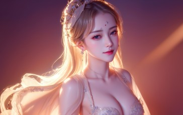 AI Art, Women, Asian, Simple Background Wallpaper
