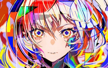 Mika Pikazo, Anime, Anime Girls, Short Hair, Colorful Wallpaper
