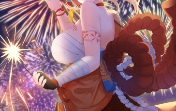 Anime, Genshin Impact, Yoimiya (Genshin Impact), Fireworks Wallpaper