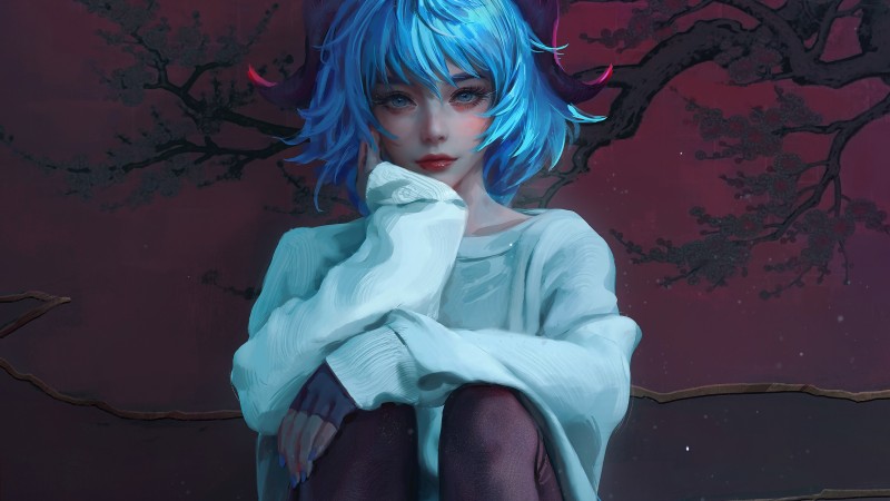 Blue Hair, Anime Girls, Blue Eyes, Genshin Impact Wallpaper
