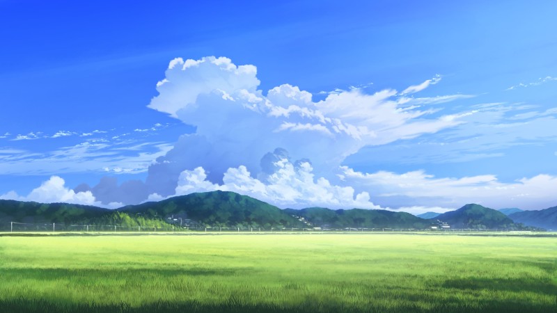Cloud Atlas, Grass, Mountains, Clouds, Sky Wallpaper