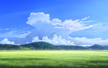 Cloud Atlas, Grass, Mountains, Clouds, Sky Wallpaper