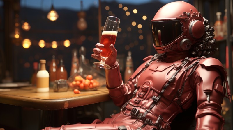 AI Art, Astronaut, Alcohol, Drink Wallpaper