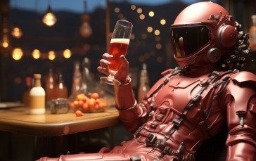 AI Art, Astronaut, Alcohol, Drink Wallpaper