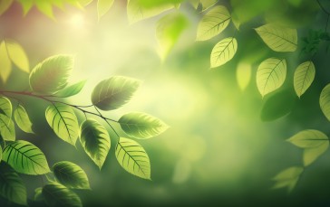 AI Art, Illustration, Green, Leaves, Nature Wallpaper