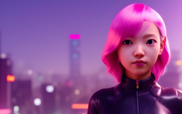 Pink Hair, AI Art, Digital Art, Stable Diffusion, Asian Wallpaper