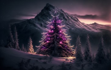 AI Art, Christmas, Snow, Winter, Christmas Tree Wallpaper