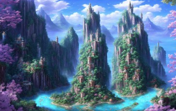 Castle, Water, Landscape, Fantasy Castle Wallpaper