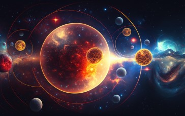 AI Art, Colorful, Illustration, Moon, Planet, Stars Wallpaper