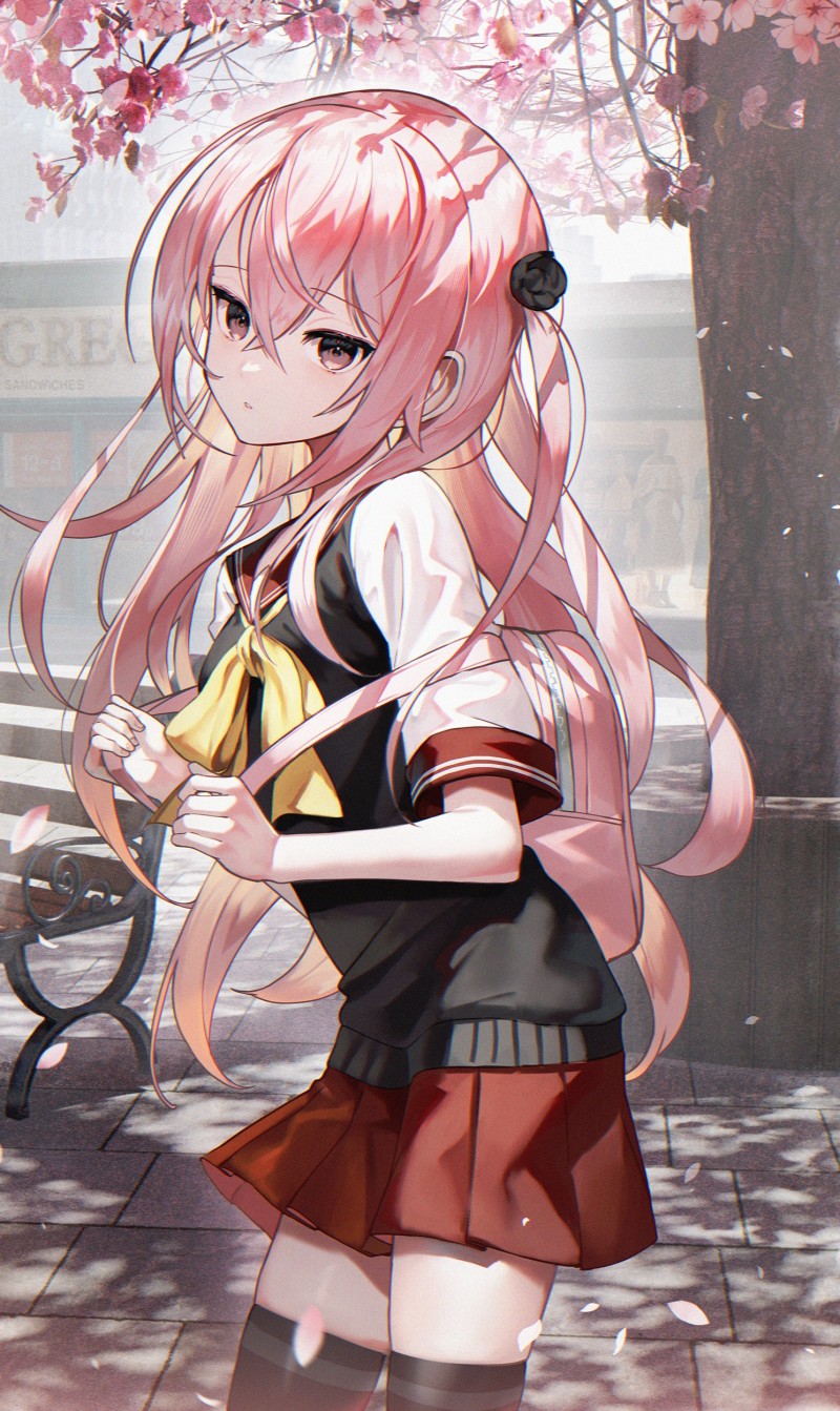 Anime, Anime Girls, Schoolgirl, School Uniform, Pink Hair Wallpaper