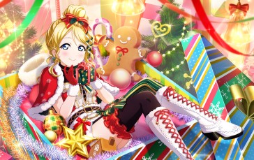 Ayase Eli, Love Live!, Anime Girls, Christmas Wallpaper