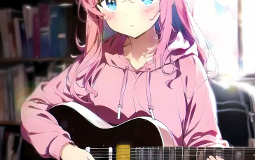 Anime Girls, BOCCHI THE ROCK!, Portrait Display, Guitar Wallpaper