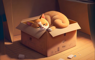 Cats, Room, Artwork, AI Art, Digital Art, Box Wallpaper