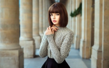 Beautiful Model, Columns, Sweater, Women Wallpaper